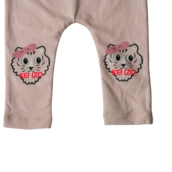 NWT KENZO Baby Girl Tiger Logo Leggings Light Pink Organic Cotton Size 3M - Picture 10 of 13